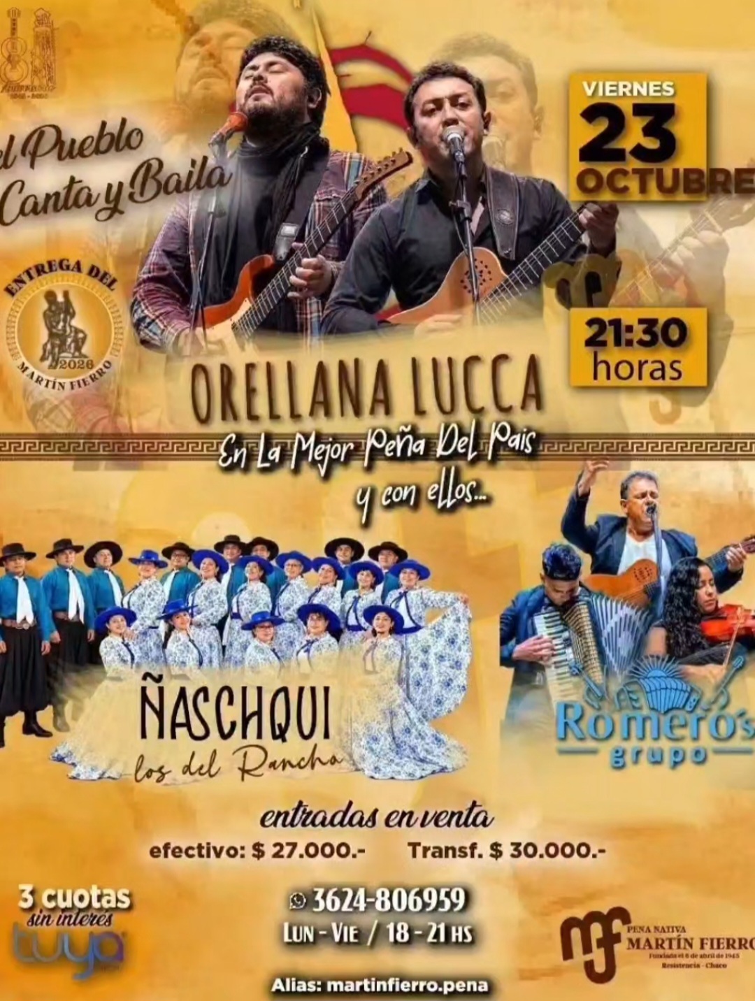 23 de OCTUBRE – ORELLANA LUCCA (en vivo)